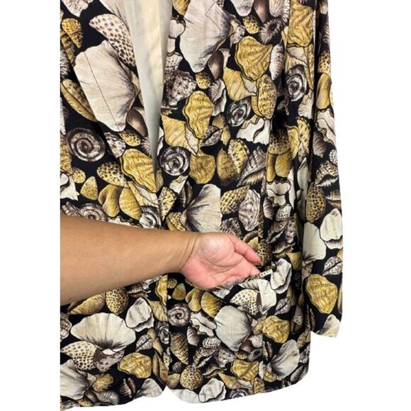 Sunny Leigh Vintage Silk Sea Shells Print Pockets Button Front Blazer Size Small - Picture 9 of 10